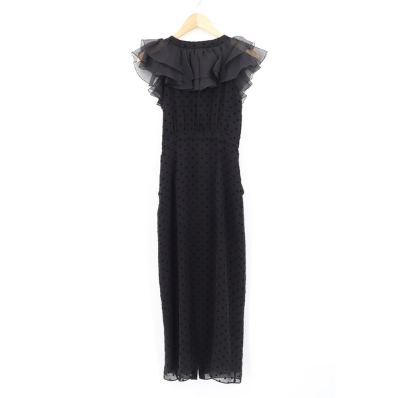 Alessandra Rich Women's Silk/Lace Polka Dot Midi Dress Black Sz 38 US Sz 2 - Picture 2 of 11